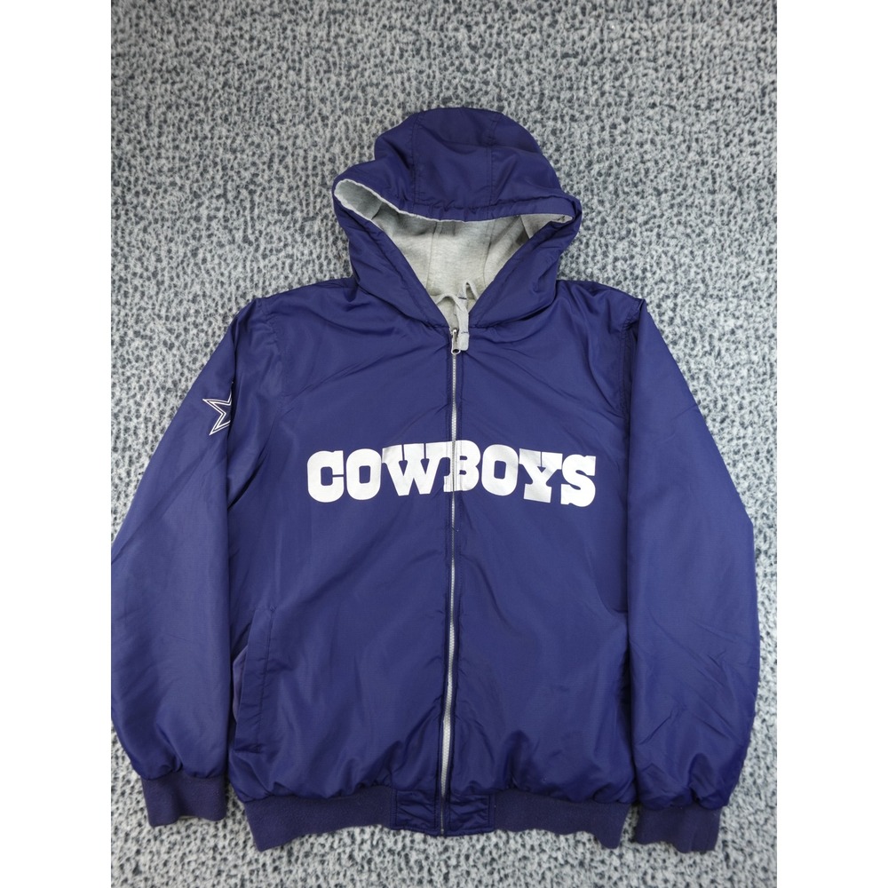 Dallas Cowboys Hooded Windbreaker Jacket Mens XL Navy Blue Full Zip NFL Football